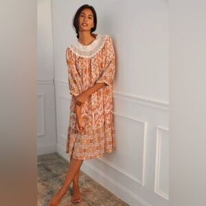 Anthropologie Women’s Florence Floral Lace Lounge Dress Midi size small